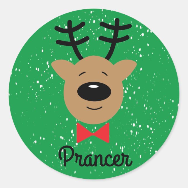 Prancer Reindeer Classic Round Sticker (Front)