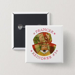 PRANCER REINDEER Square Pin Button