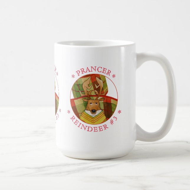 PRANCER REINDEER Tall White Mug (Right)