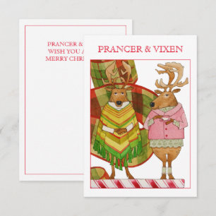 PRANCER VIXEN 3.5x5 Flat Christmas Card
