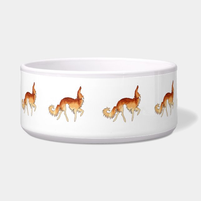 Prancing Borzoi Ceramic Pet Bowl (Front)