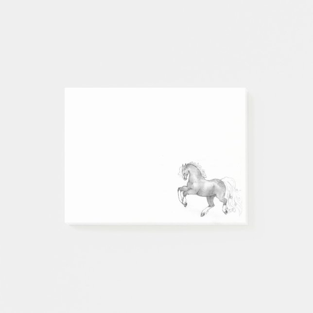 Prancing Dapple Grey Horse Post It Sticky Notes (Front)