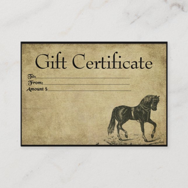 Prancing Horse- Prim Gift Certificate Cards (Front)