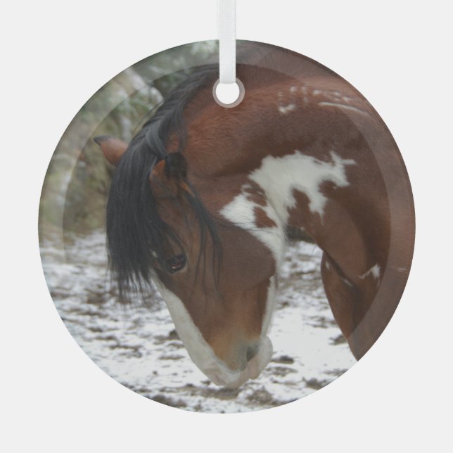 Prancing in Snow Glass Ornament (Front)