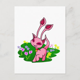 Prancing pink Aisha through flowers Postcard