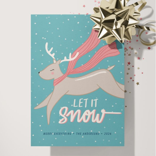 Prancing Reindeer- Non-Photo Flat Holiday Card (Creator Uploaded)