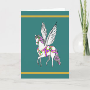 Prancing Vintage Carousel Pegasus Horse Card