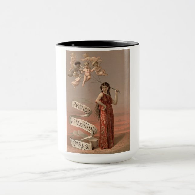 Prang's Valentine Cards AD, Woman & Cherubs Mug (Center)