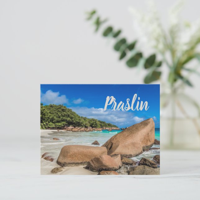Praslin Seychelles Island Anse Lazio Beach Gift Postcard (Standing Front)