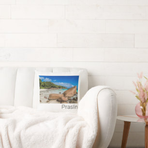 Praslin Seychelles Island Anse Lazio Beach Gift Throw Pillow