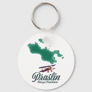 Praslin Seychelles map Keychain