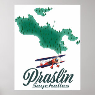 Praslin Seychelles map Poster