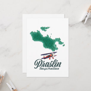 Praslin Seychelles map T-Shirt Invitation
