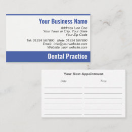 Pratique dentaire Carte de rendez-vous du dentiste