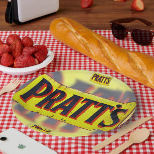 Pratts, Vintage Enamel sign. Paper Plate