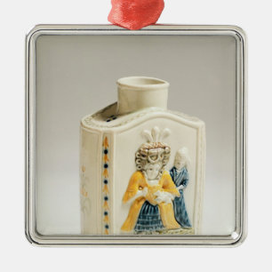 Prattware tea caddy metal ornament