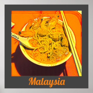 Prawn Laksa foodie Malaysia Asian travel Poster