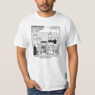 "Prawn on the grill" Chess Peace cartoon T-Shirt