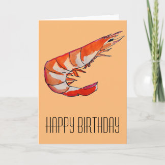 Prawn shrimp seafood kitsch birthday card