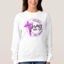Pray à travers elle sweatshirt blanc doux, Croix