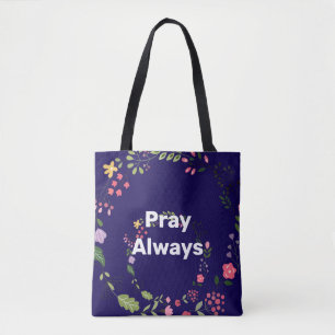 Pray Always Logo Navy Tote Bag
