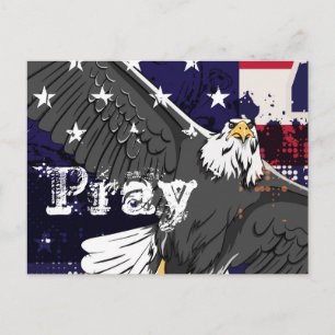 Pray - American Flag and Eagle Postcard