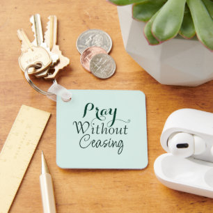 Pray Bible Verse Christian Prayer Light Green Keychain