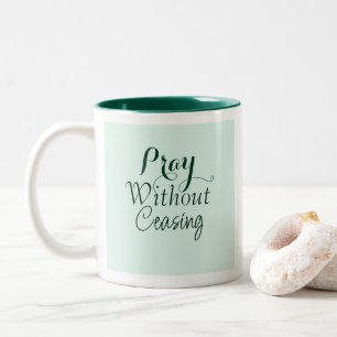 Pray Bible Verse Christian Prayer Light Green Two-Tone Coffee Mug