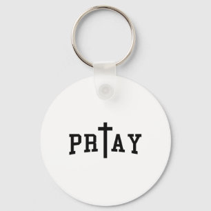 Pray Christian Cross Art Christian Quote Religous Keychain
