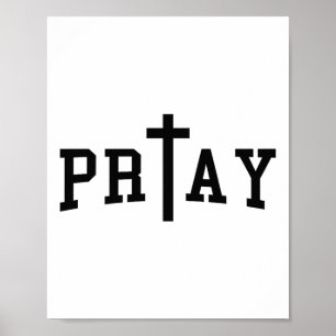 Pray Christian Cross Art Christian Quote Religous Poster