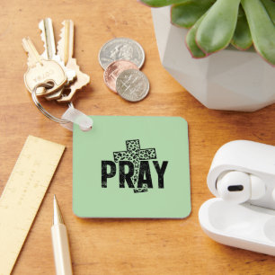 Pray Christian   Faith Cross Prayer  Keychain