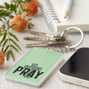 Pray Christian Faith Cross Prayer Keychain