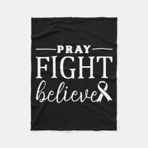 Pray Fight Believe Breast Cancer Awareness Fleece Blanket
