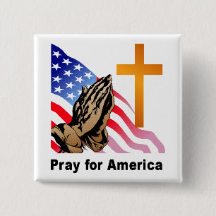 Pray for America 2 Inch Square Button