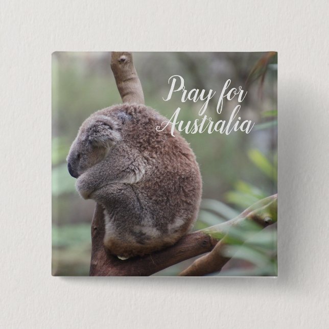 Pray for  Australia 2 Inch Square Button (Front)