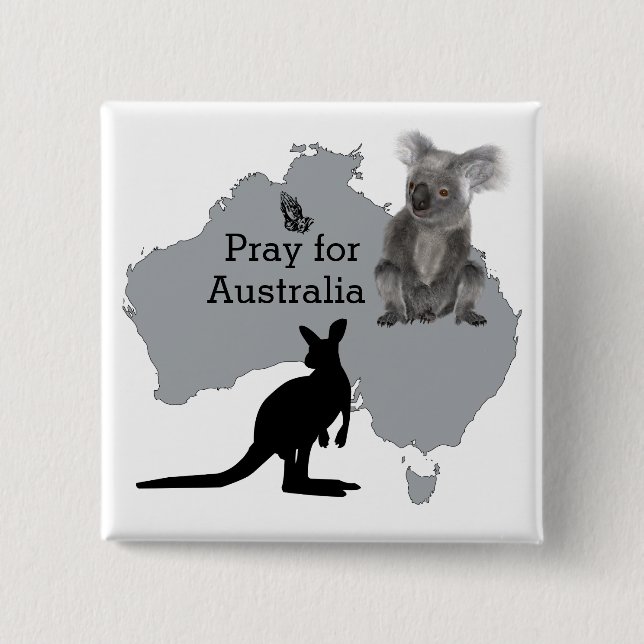 Pray for Australia 2 Inch Square Button (Front)