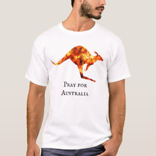 Pray For Australia Kangaroo Flame  Brush Fires T-Shirt