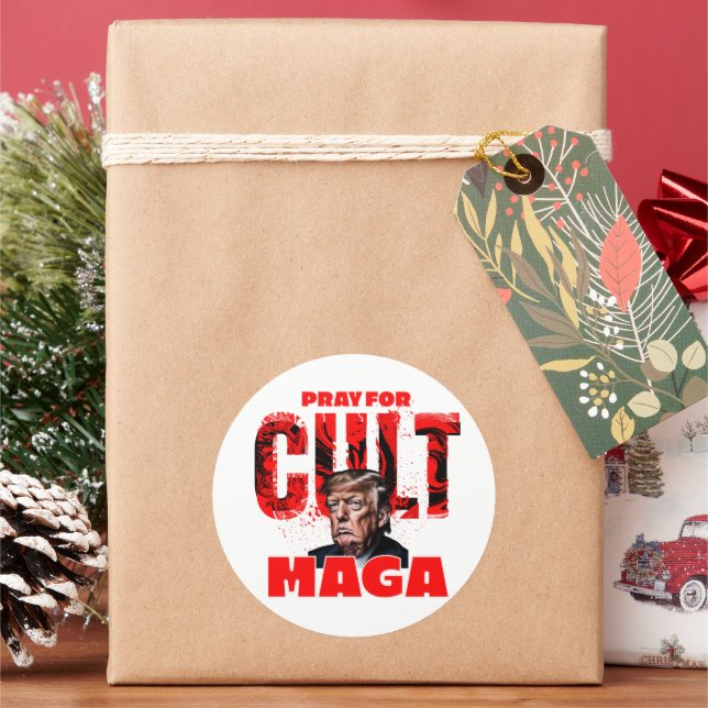 Pray for Cult MAGA Classic Round Sticker (Holiday)