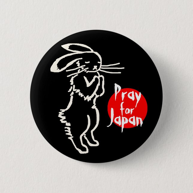 Pray for Japan(1 rabbit) 2 Inch Round Button (Front)