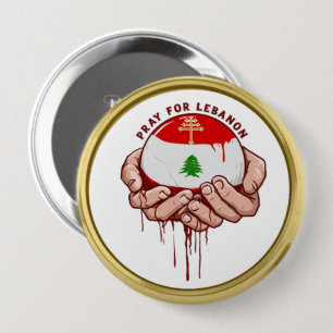 Pray for Lebanon - Lebanon, Palestine, Israel War 4 Inch Round Button