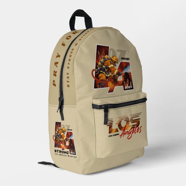 Pray for Los Angeles ( 1 ) | Printed Backpack (Back Corner Left)