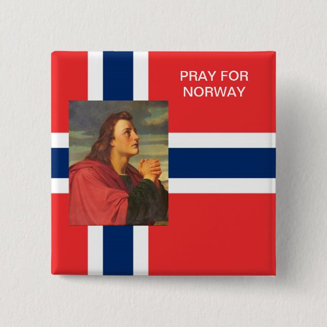 PRAY FOR NORWAY 2 INCH SQUARE BUTTON (Front)