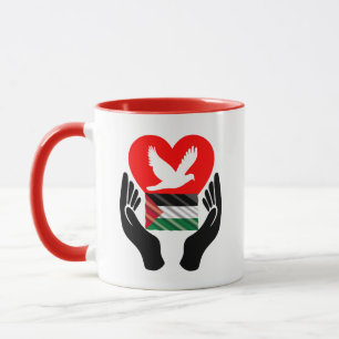 Pray for Peace in Palestine Peace Dove Heart Mug