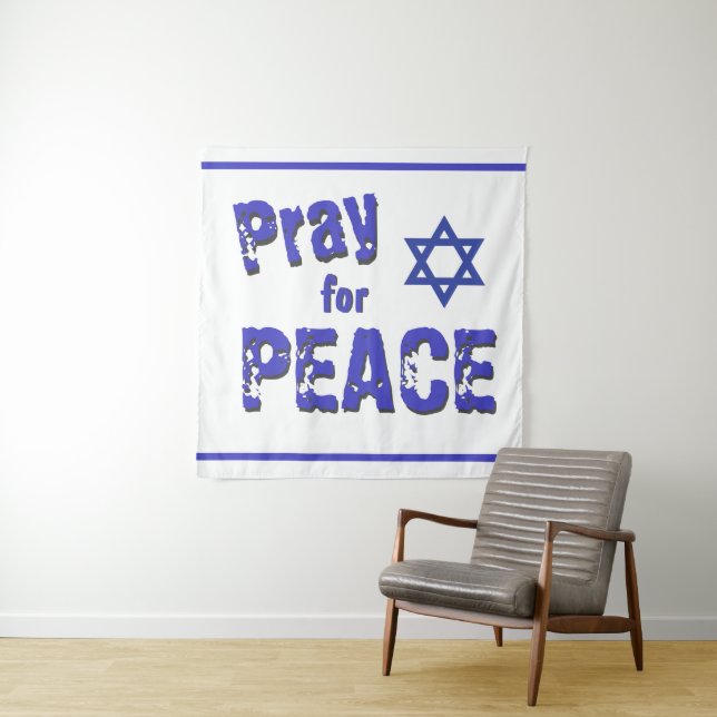 Pray for Peace Israel Grunge Font Tapestry (In Situ)