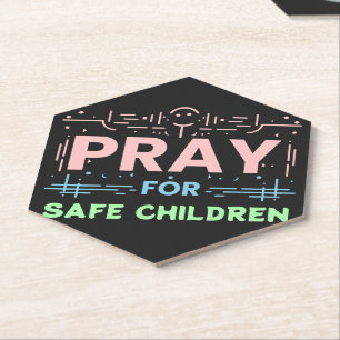 Pray for safe children paper coaster