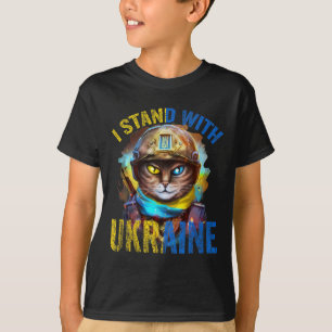 Pray For Support Ukrainian Cat Soldier Stand With  T-Shirt