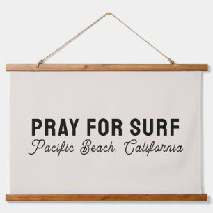 Pray for Surf Custom City Beach Name Canvas Hanging Tapestry