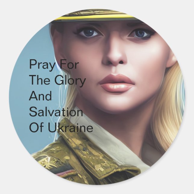 PRAY FOR THE GLORY OF UKRAINE CLASSIC ROUND STICKER (Front)