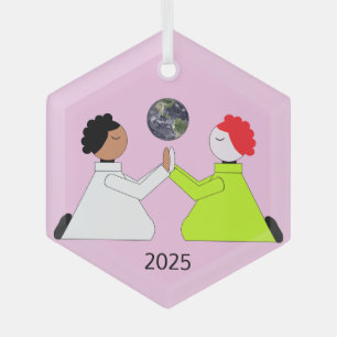 Pray for the World: Lavender Glass Ornament