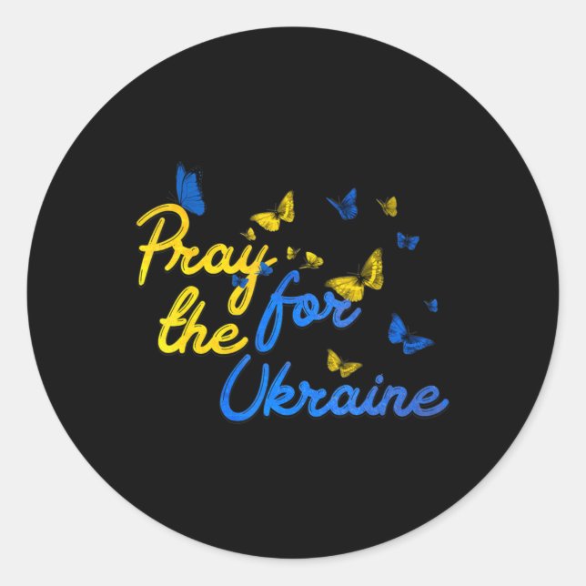 Pray For Ukraine Butterfly Ukraine Stand With Ukra Classic Round Sticker (Front)